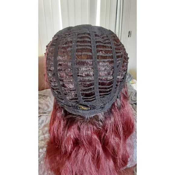 Nice Lace Front Dark Burgundy 26" Long Synthetic Wavy Wig - Picture 5 of 5